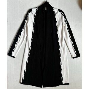 Joseph Ribkoff Open Front Long Black & White Cardigan Sweater Women’s Small